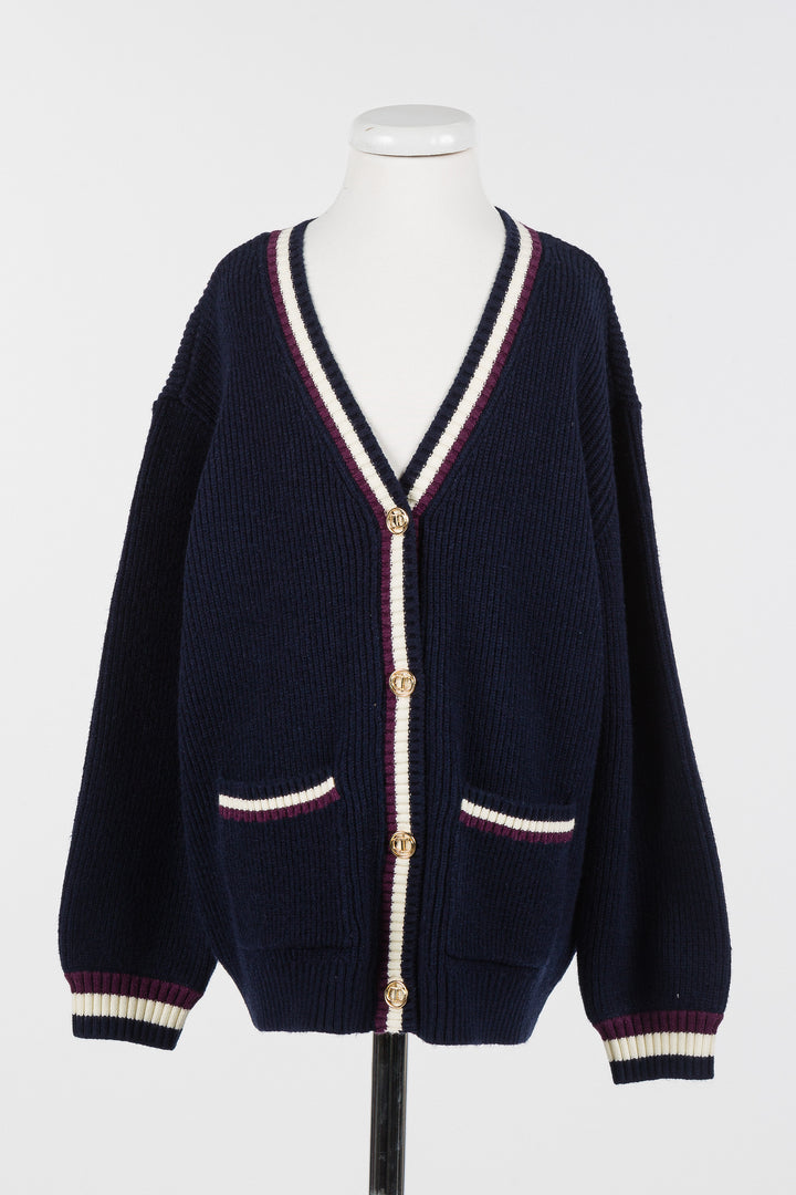 252GJ3033-KNIT CARDIGAN-CLASSIC BLUE
