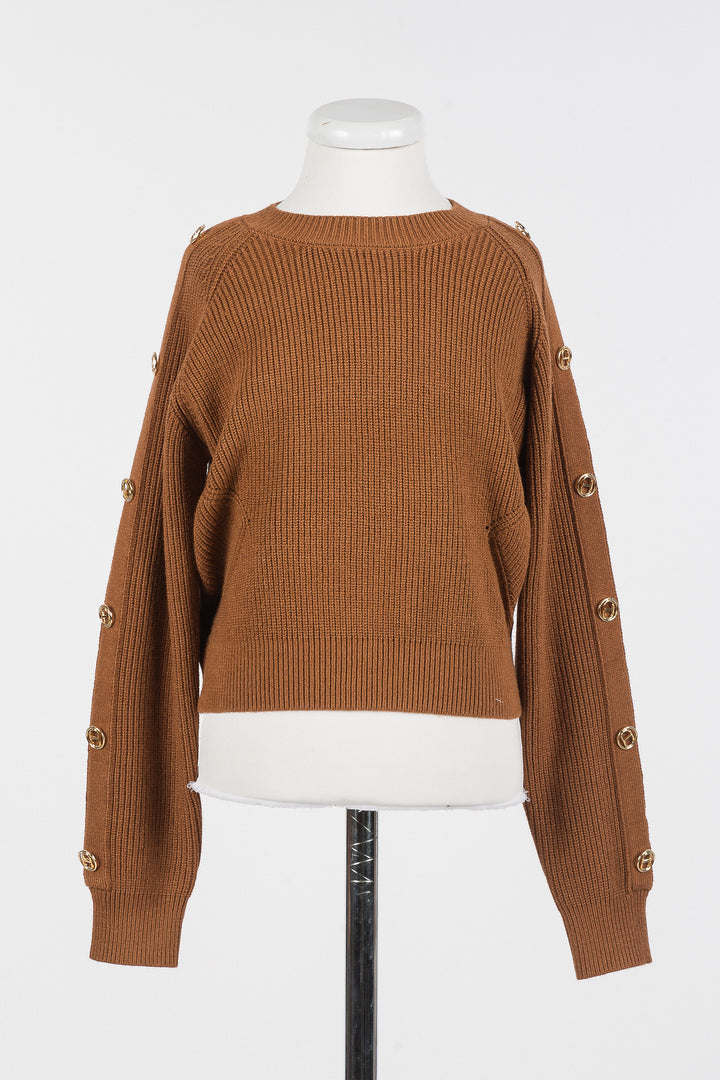 252GJ3061-CREWNECK SWEATER-CAMEL