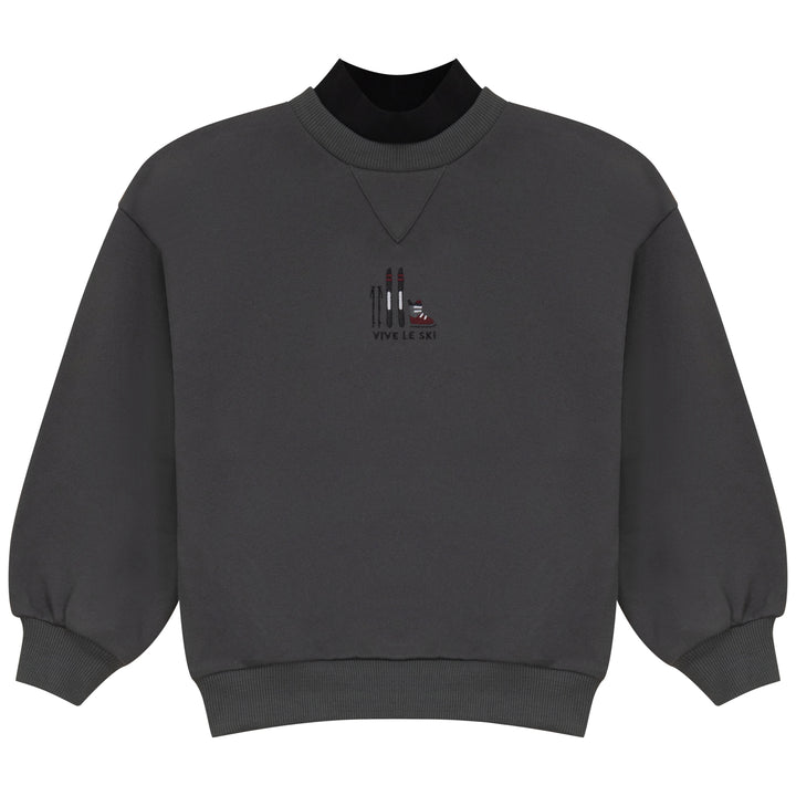 2533GR-SWEATSHIRT W MOCKNECK-GREY