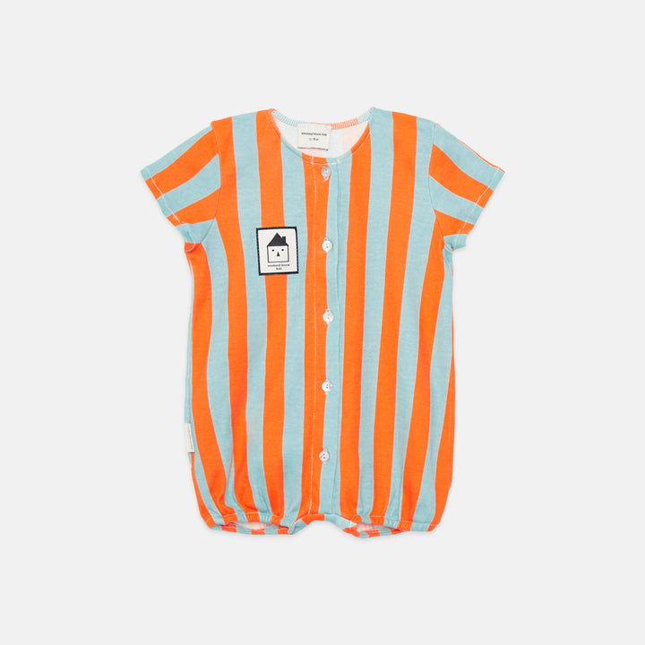 26020 Stripes Baby Romper - Orange