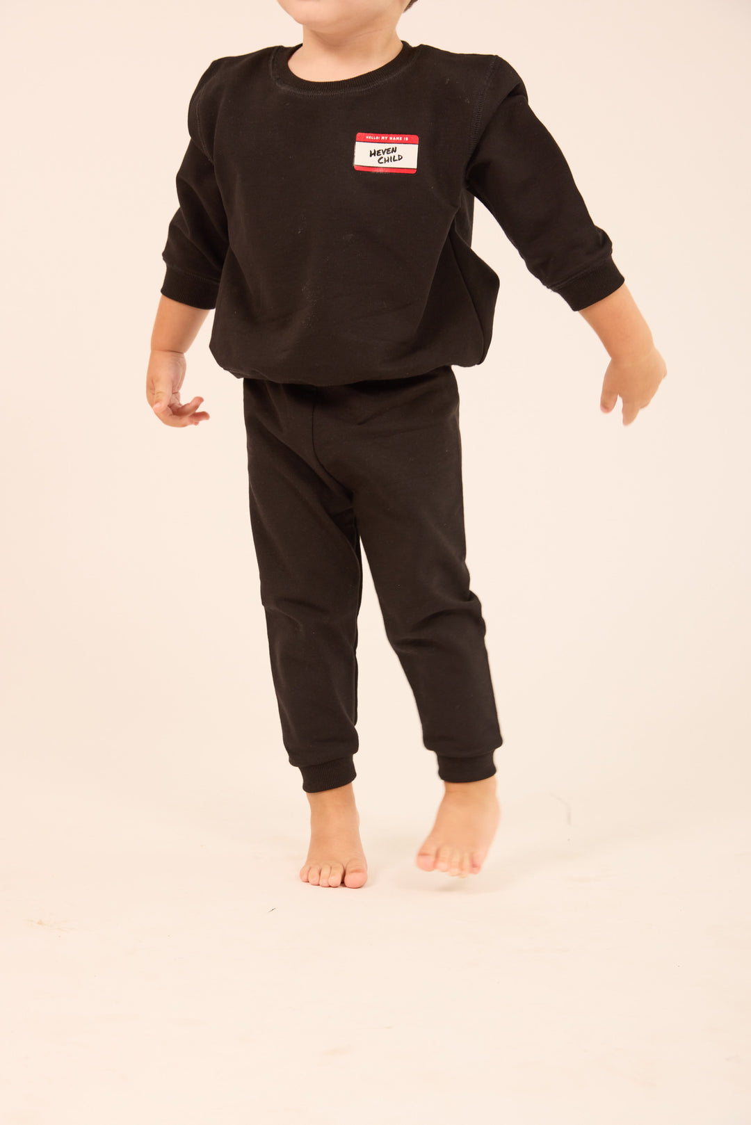 H73 TODDLER HELLO SWEATSHIRT SET - BLACK
