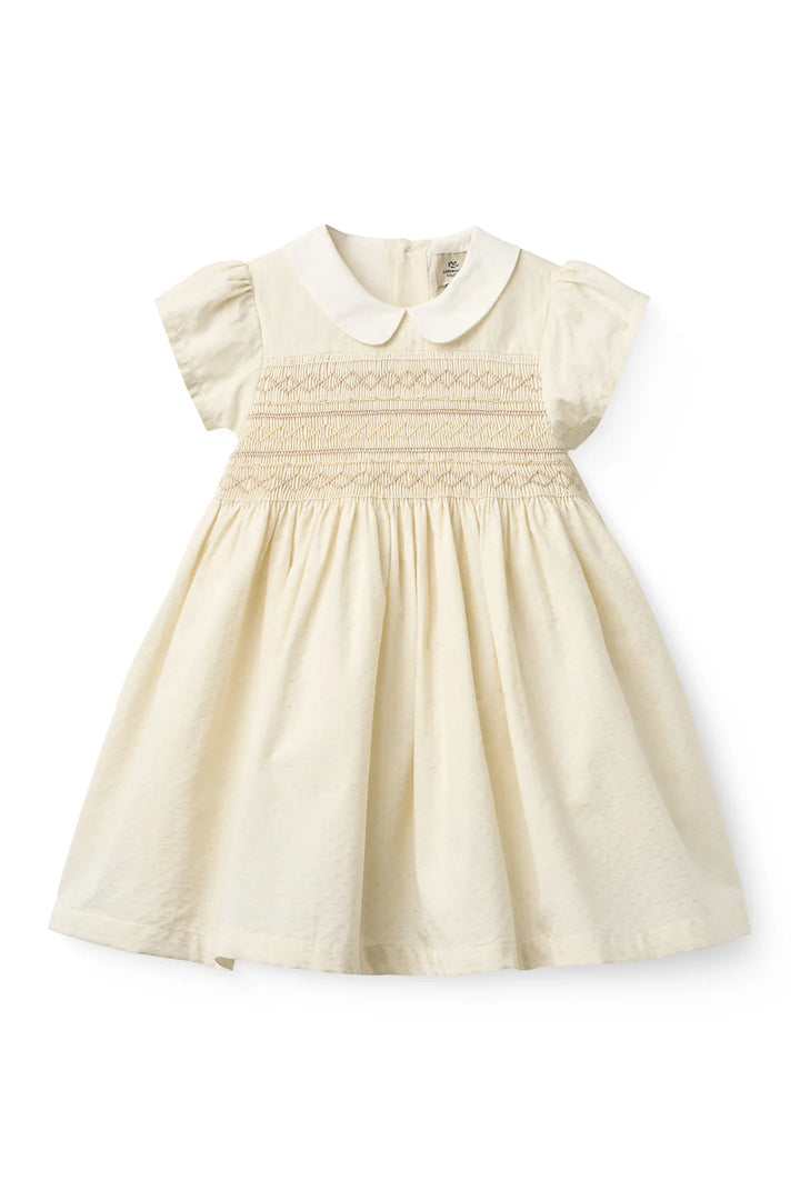 261-240-500 SMOCK DRESS W. EMB. - CREAM COMB