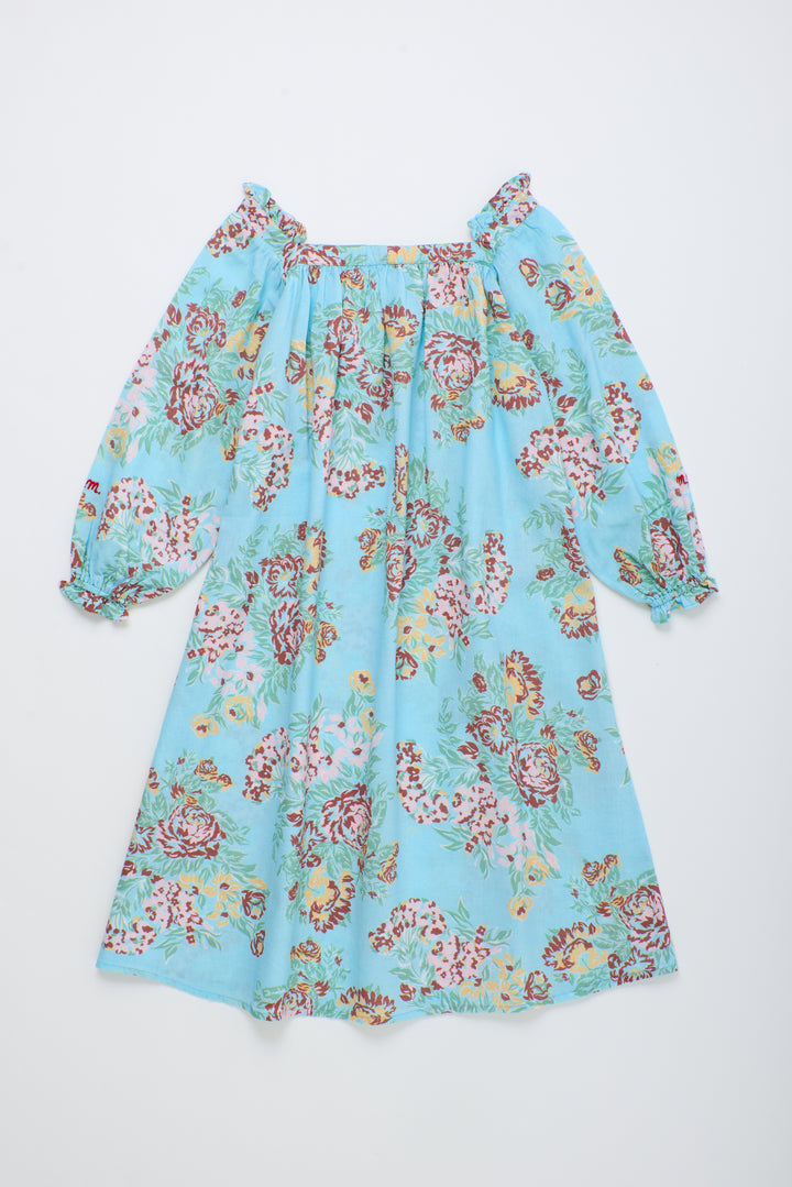 26101319 (Vintage Flowers Dress with Puffy Sleeves)