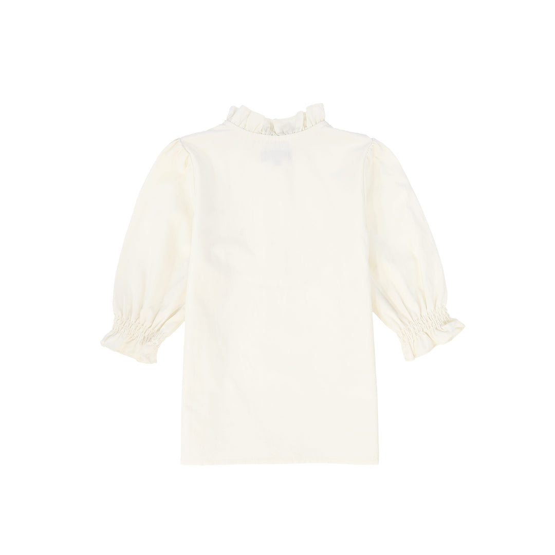 C-26125-Pleated Bib Blouse Ivory