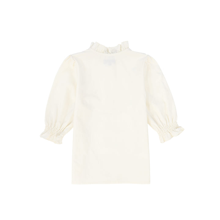 C-26125-Pleated Bib Blouse Ivory