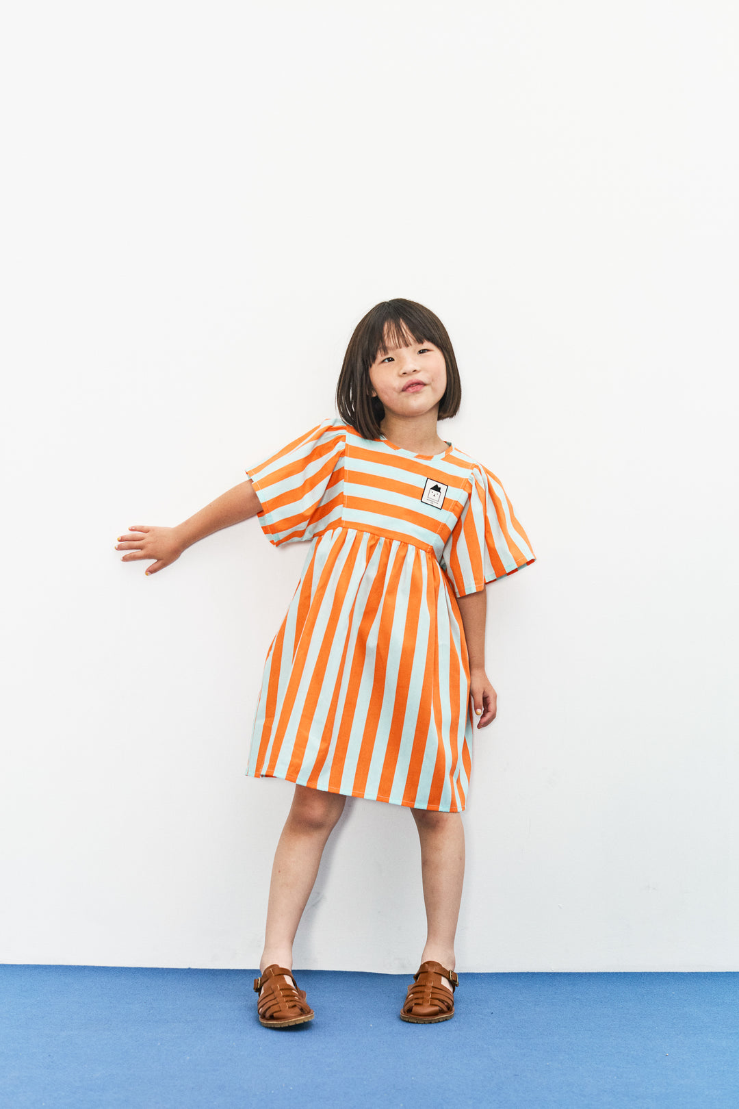 26177 Stripes Butterfly Dress- Orange