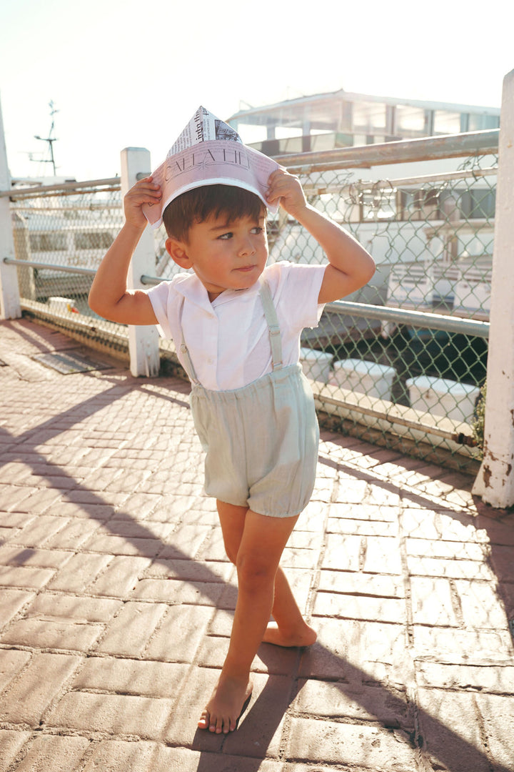 2618-BABY BOY LINEN ROMPER-BLUE SAGE