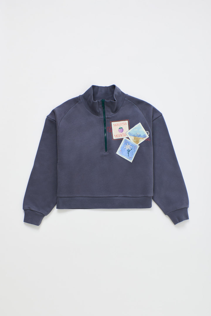 26200305 POSTCARD ZIPPER SWEATSHIRT GREY