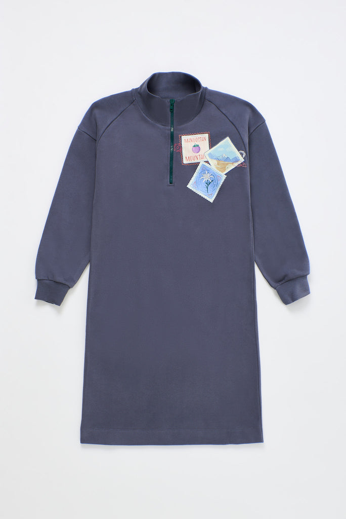 26201318 POSTCARD ZIPPER SWEATDRESS GREY – whoopikids
