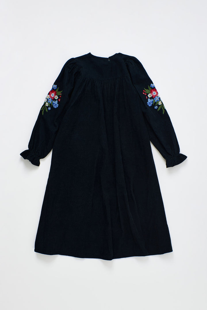 26201311 VELVET FLORECITAS DRESS BLACK