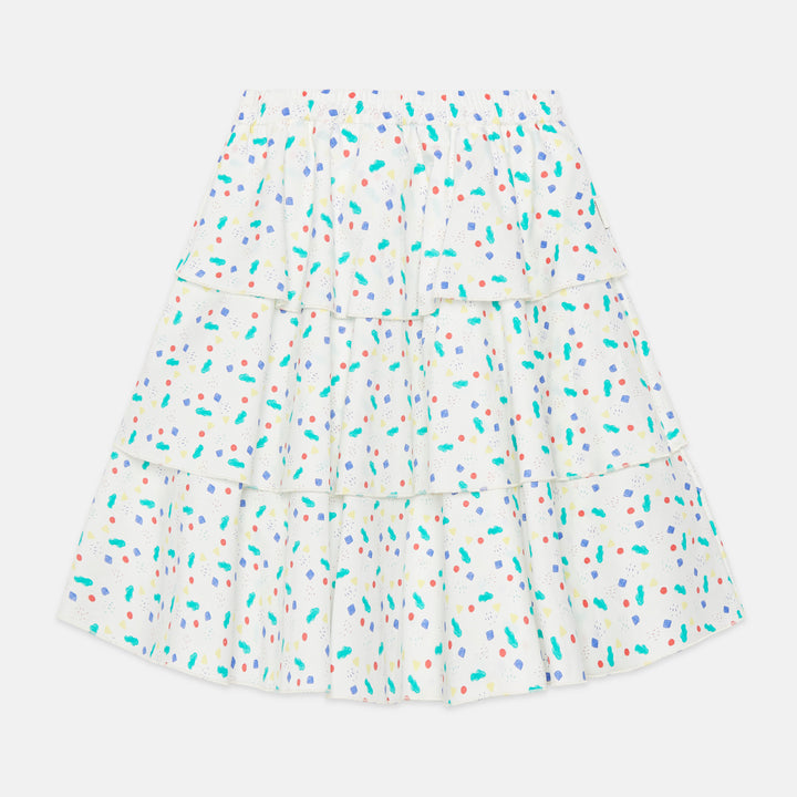 26203 Arty Shapes Triple Skirt - White