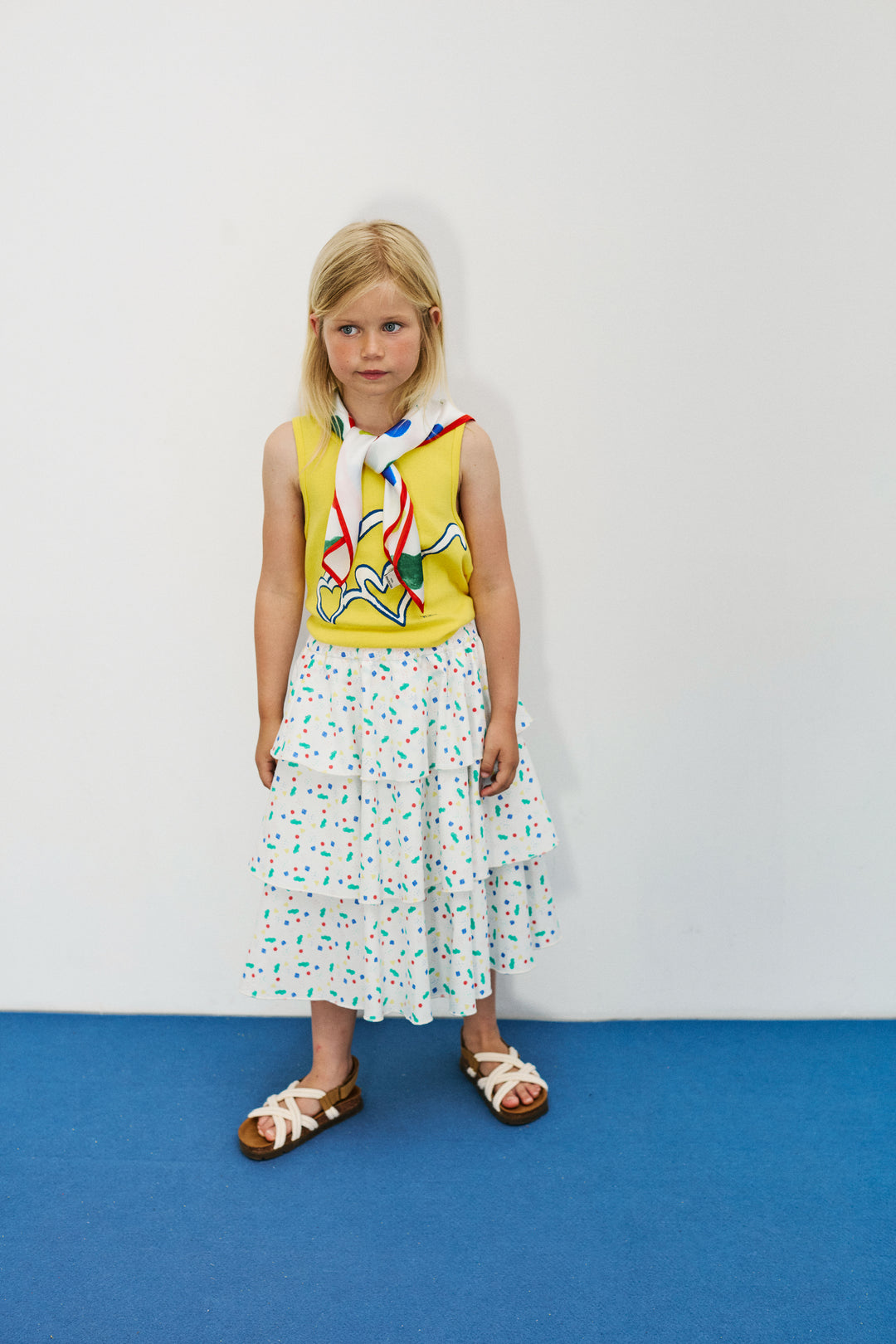 26203 Arty Shapes Triple Skirt - White