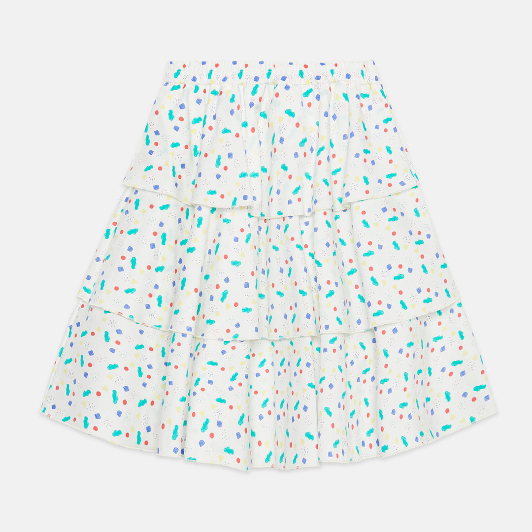 26203 Arty Shapes Triple Skirt - White