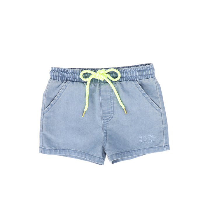 C-26230-Rope Drawstring Shorts-LT Blue Denim