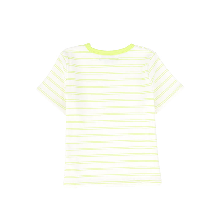 C-26231-Striped Ribbed SS T-shirt-Yellow