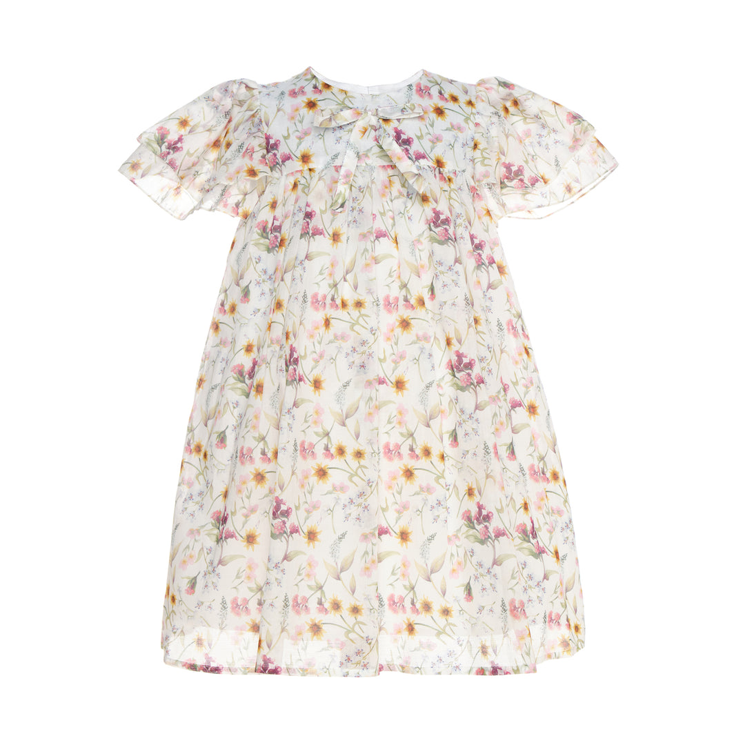 Eden Dress with Bow Cotton Chiffon-Multicolor