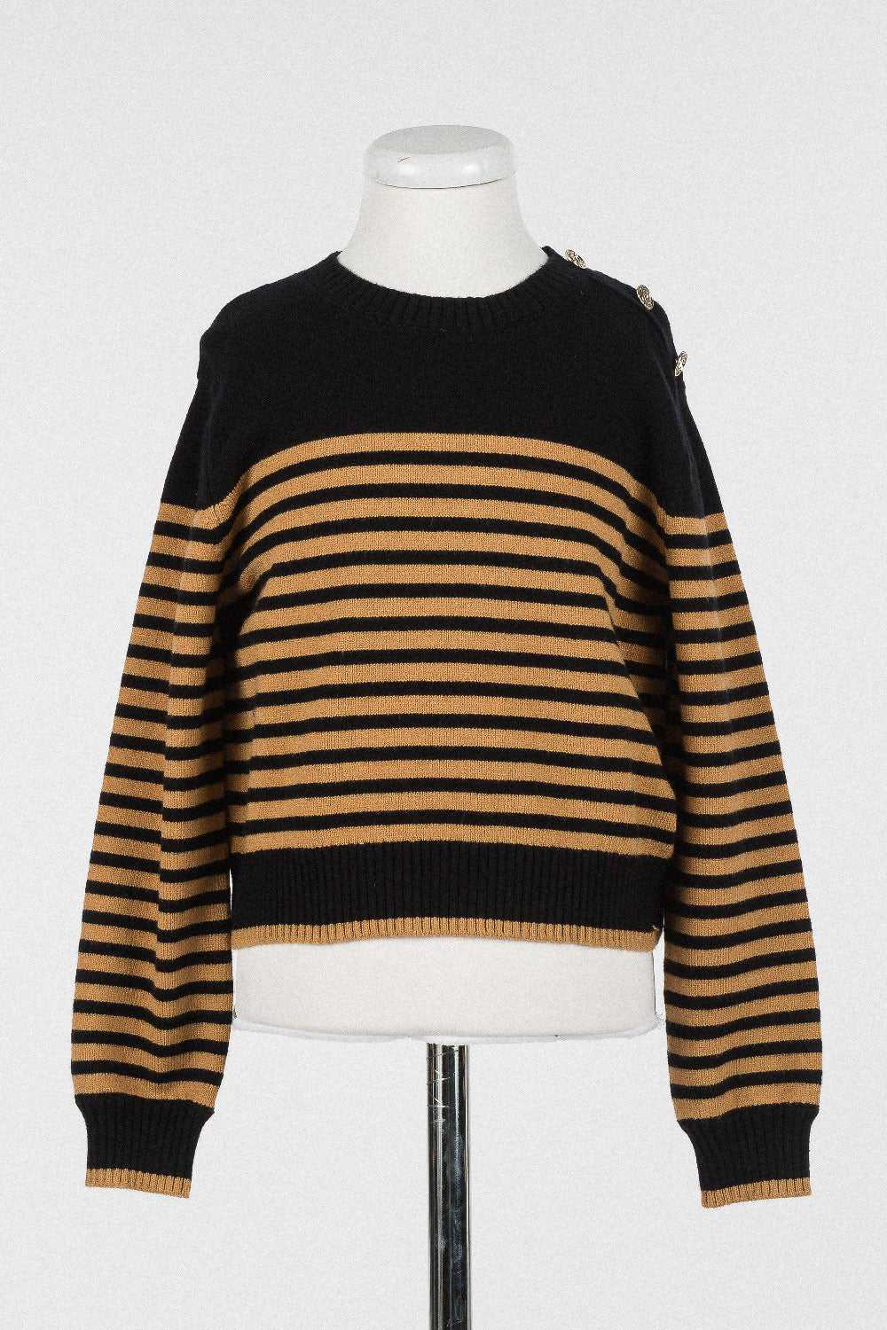 262GJ3031 KNIT CREWNECK - RIGA NERO/ICED COFFEE