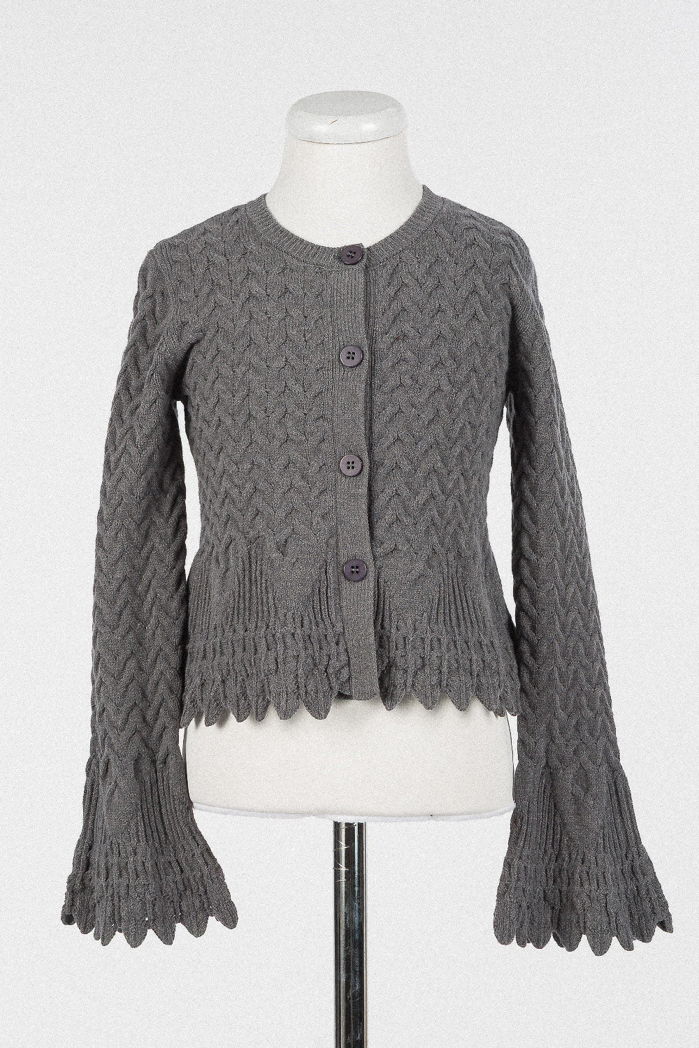 262GJ3141 CARDIGAN A COREANA IN KNIT - DARK GREY MELANGE