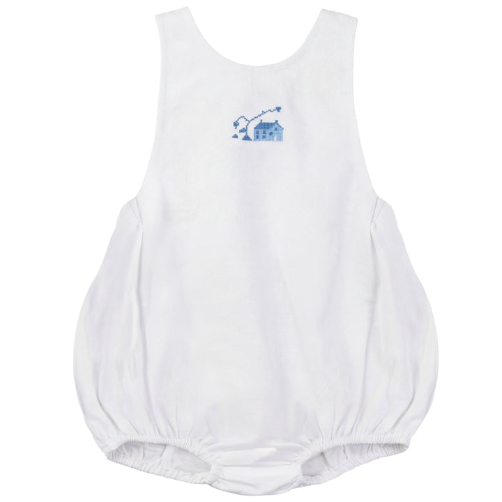2637-BABY BOY LINEN HOUSE ROMPER-WHITE