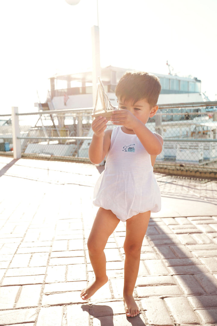 2637-BABY BOY LINEN HOUSE ROMPER-WHITE