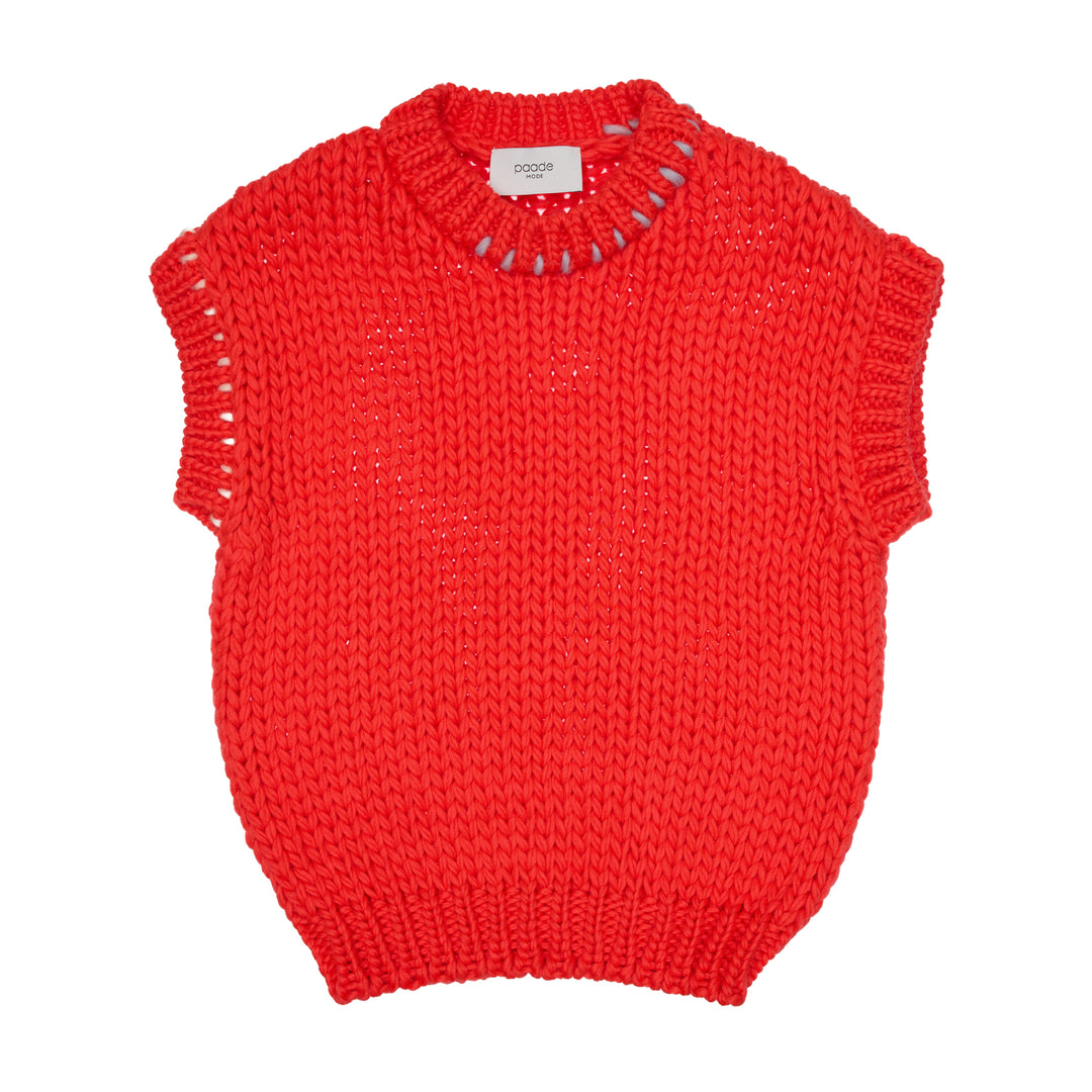 Special Edition Lennox Wool Vest Handmade Short -  Red