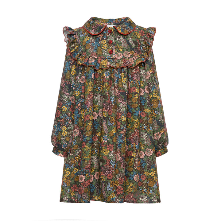 Special Edition Penelope Viscose Dress With Collar Longer Length - Green