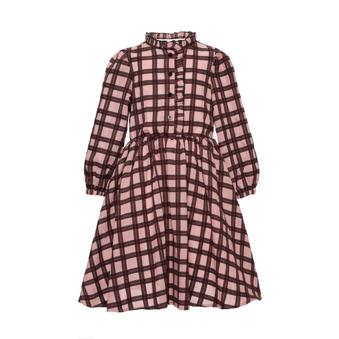Iris Cotton Shirt Dress - Pink Cheks