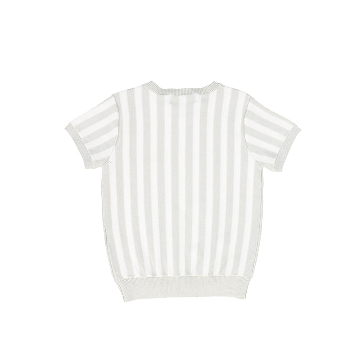 C-26510-Striped Knit Sweater-White/Tan