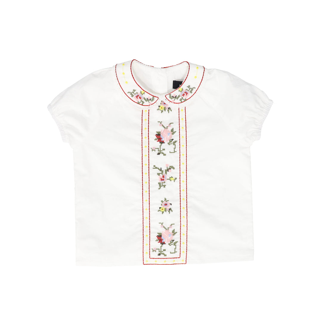 C-26660-Embroidered Flower Trim Bloomer Set White