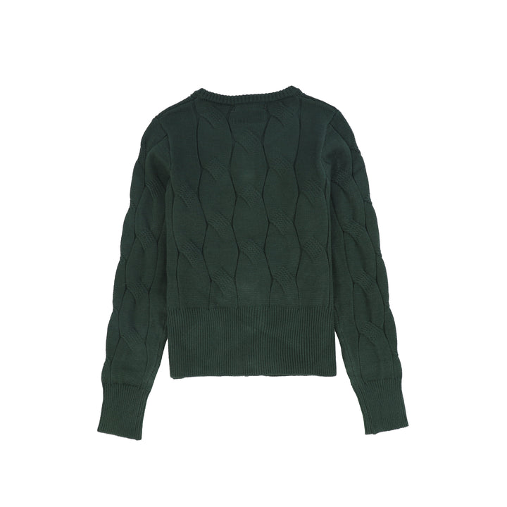 C-27008 Painted Cable Knit Cardigan Green