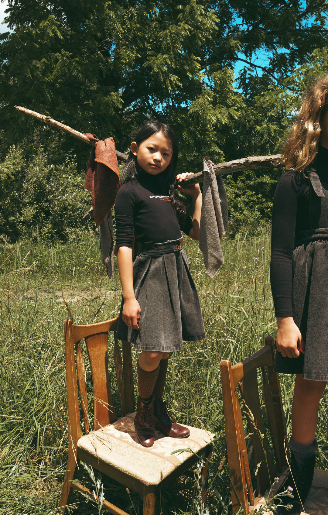 COMING SOON A2701BK GIRL HERITAGE SKIRT-Black