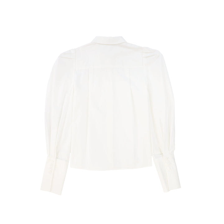 C-27056 Blouson Sleeve Button Down Blouse White