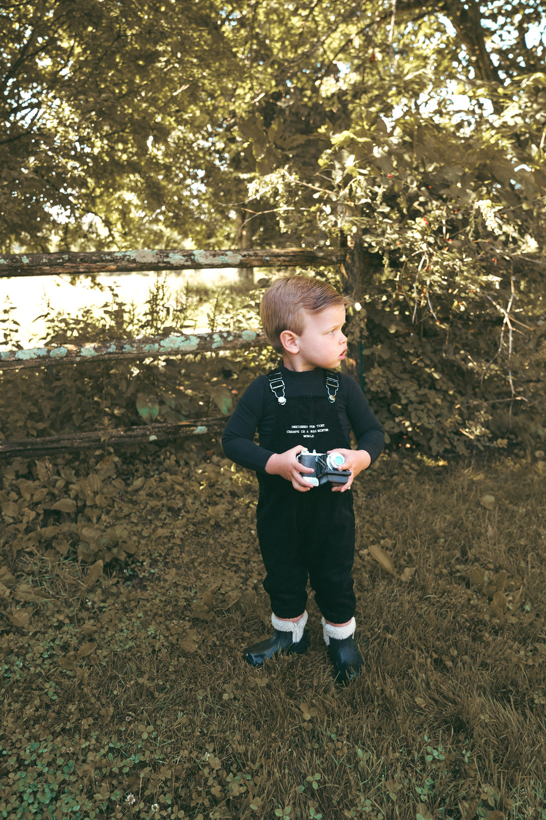 B2705BK-CO BABY BOY CORDUROY OVERALL-Black