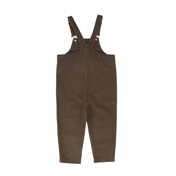 C-27109 Denim Embroidered Overalls - Brown