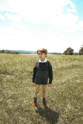 E2746GR/BR BOY TWEED SHORTS WITH SUSPENDERS
