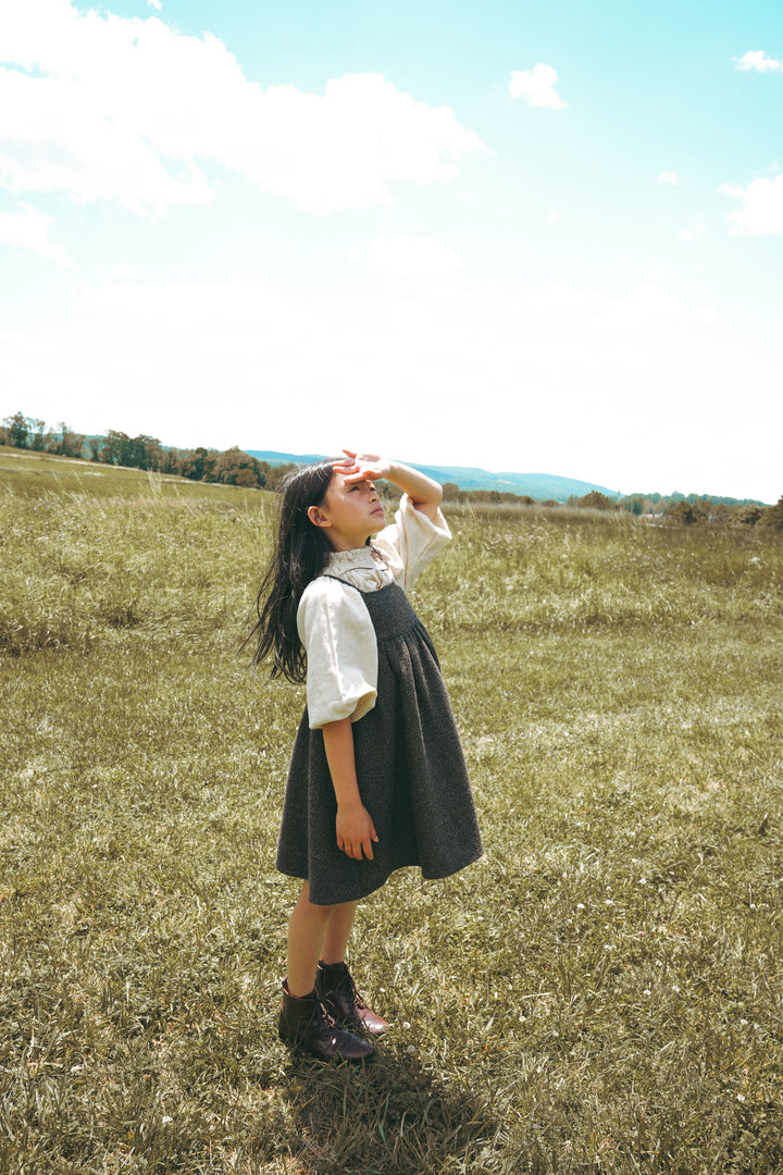 D2722CR GIRL SHIRT WITH SMOCKING AT NECK