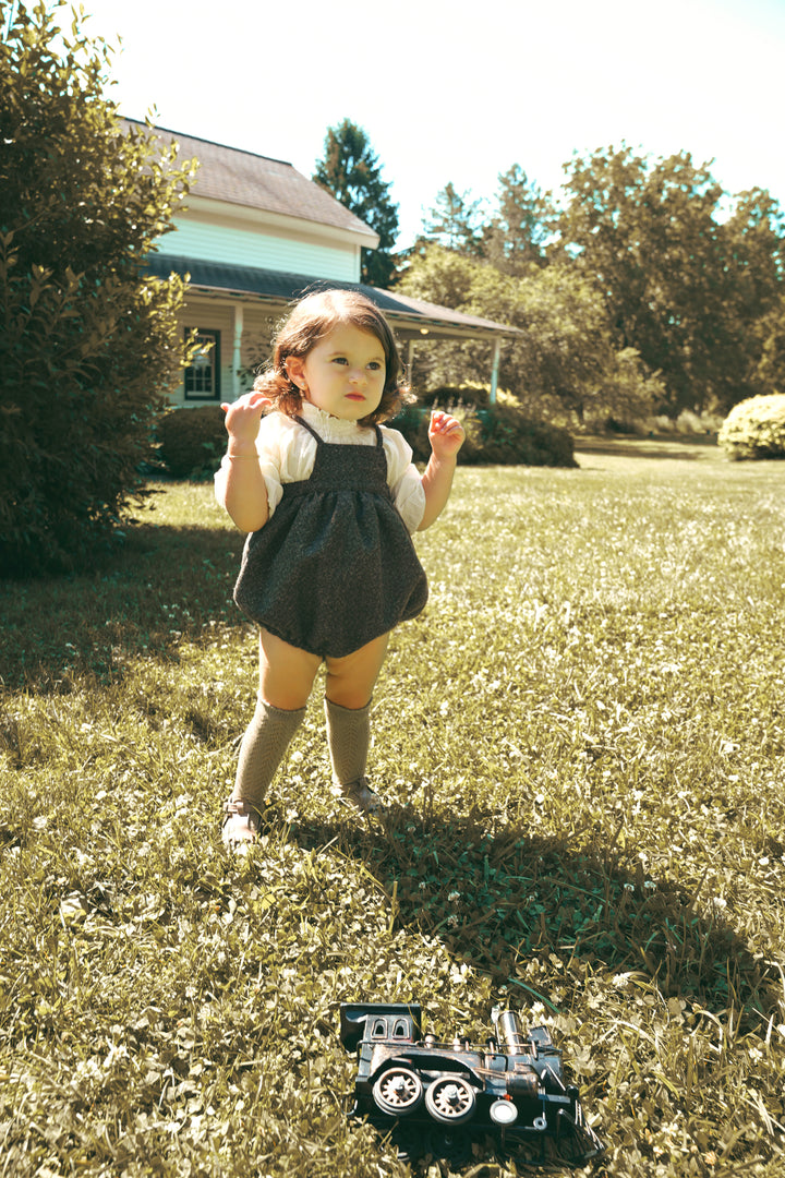 E2748GR/BR BABY GIRL TWEED ROMPER