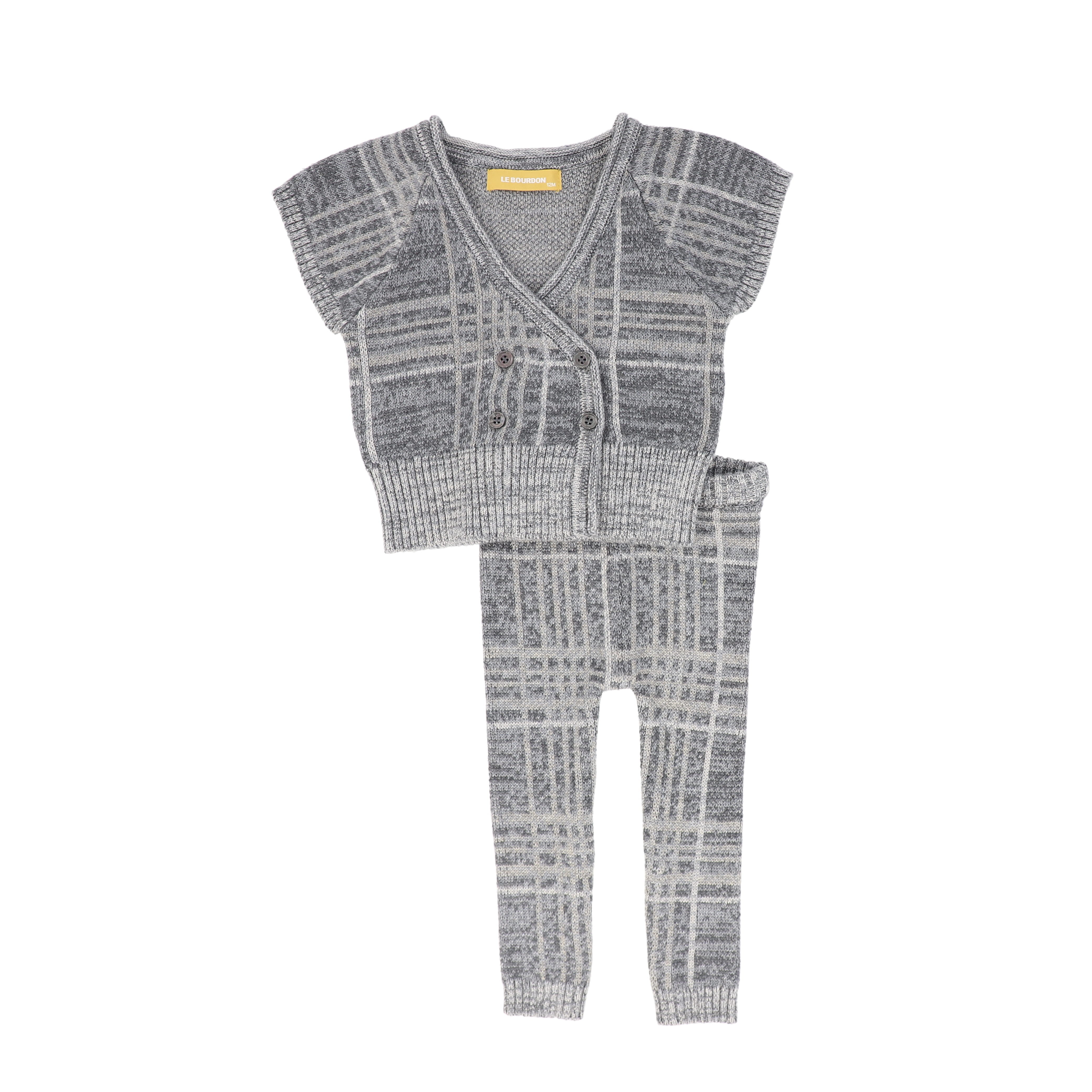 新品♡Thomas Magpie Check Vest C-27495 Plaid Knit Vest Set - Grey – whoopikids