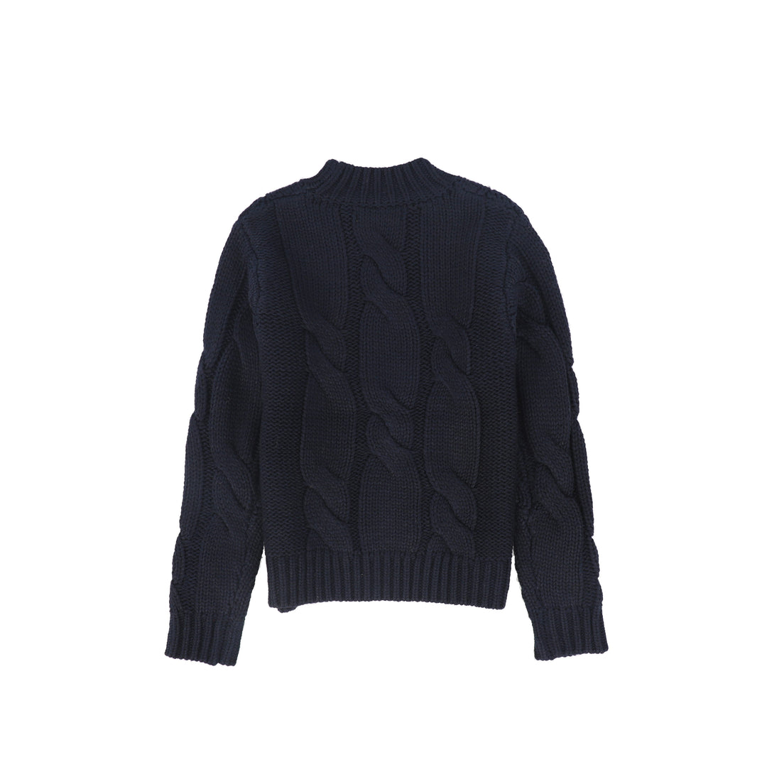 C-27720 Cable Knit Chunky Sweater - Navy
