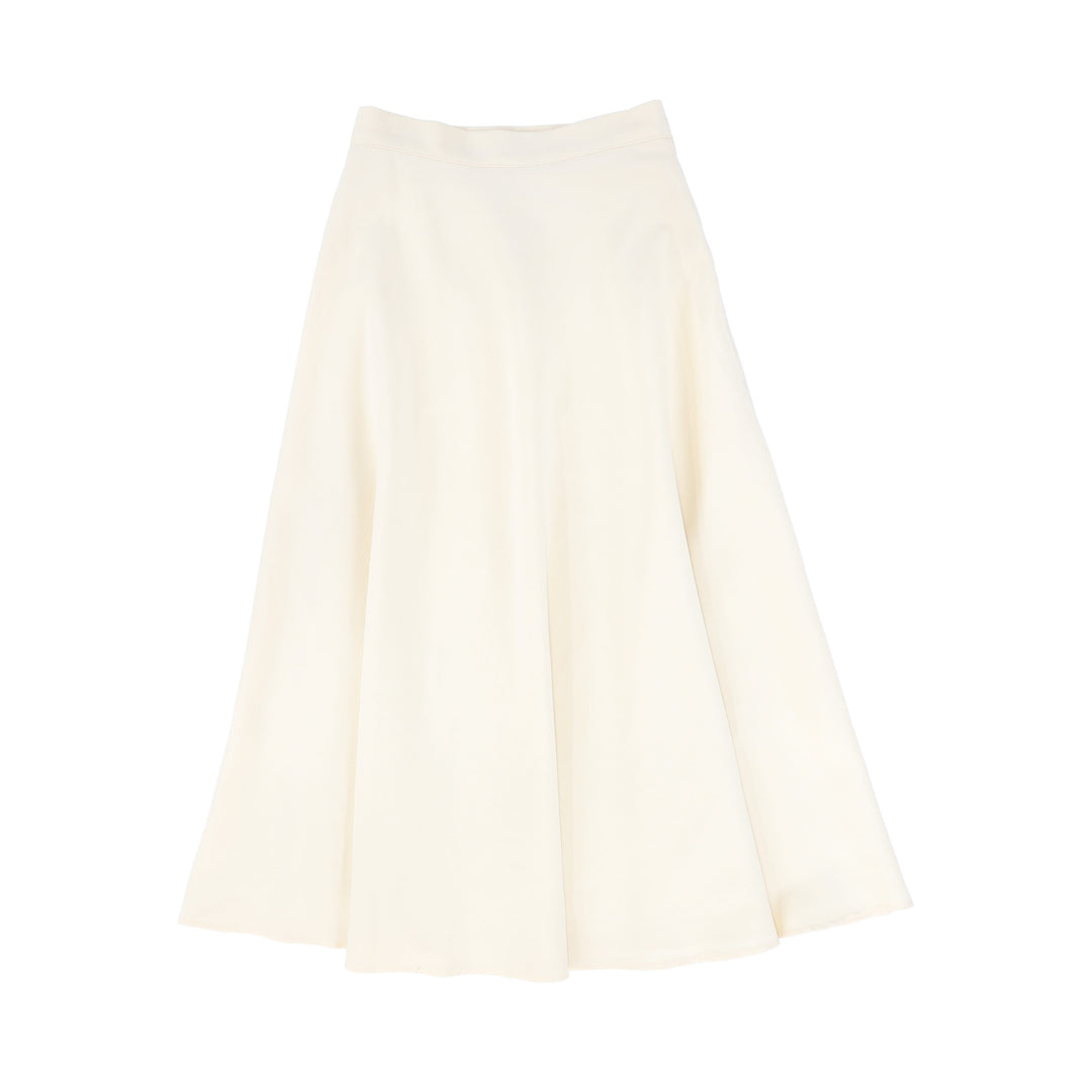 C-27868 Waisted A-Line Maxi Skirt Cream