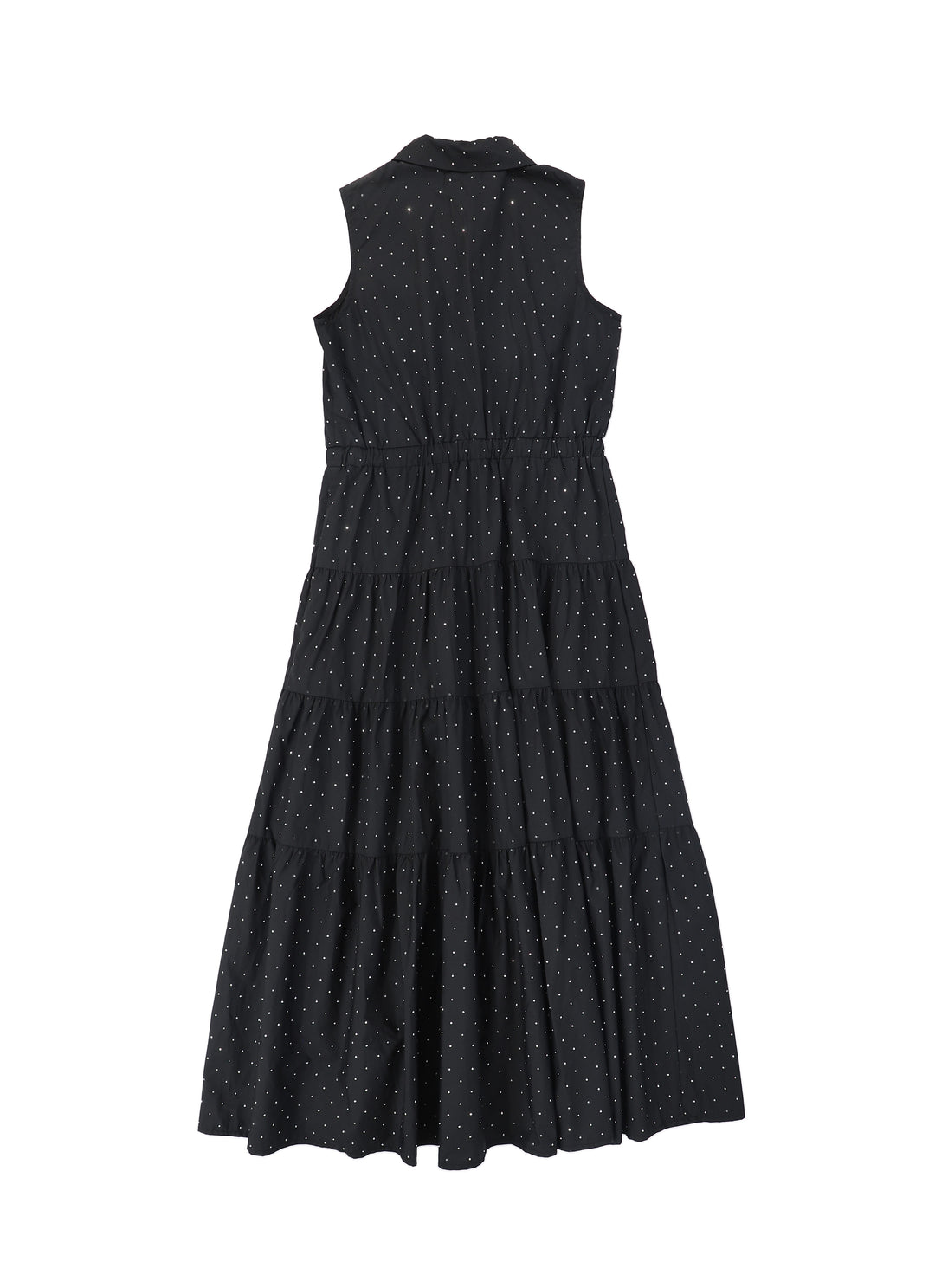 C-27872 Rhinestone Collared Jumper Black
