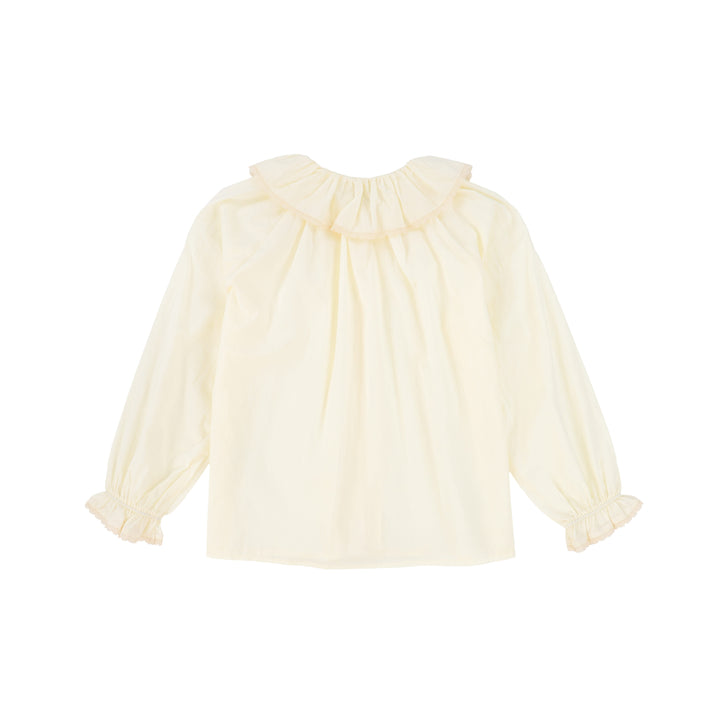 C-27967 Ruffle Neck Button Down Blouse - Cream