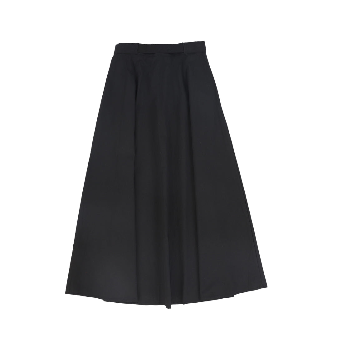 C-28314 Belt Waisted Midi Skirt Black