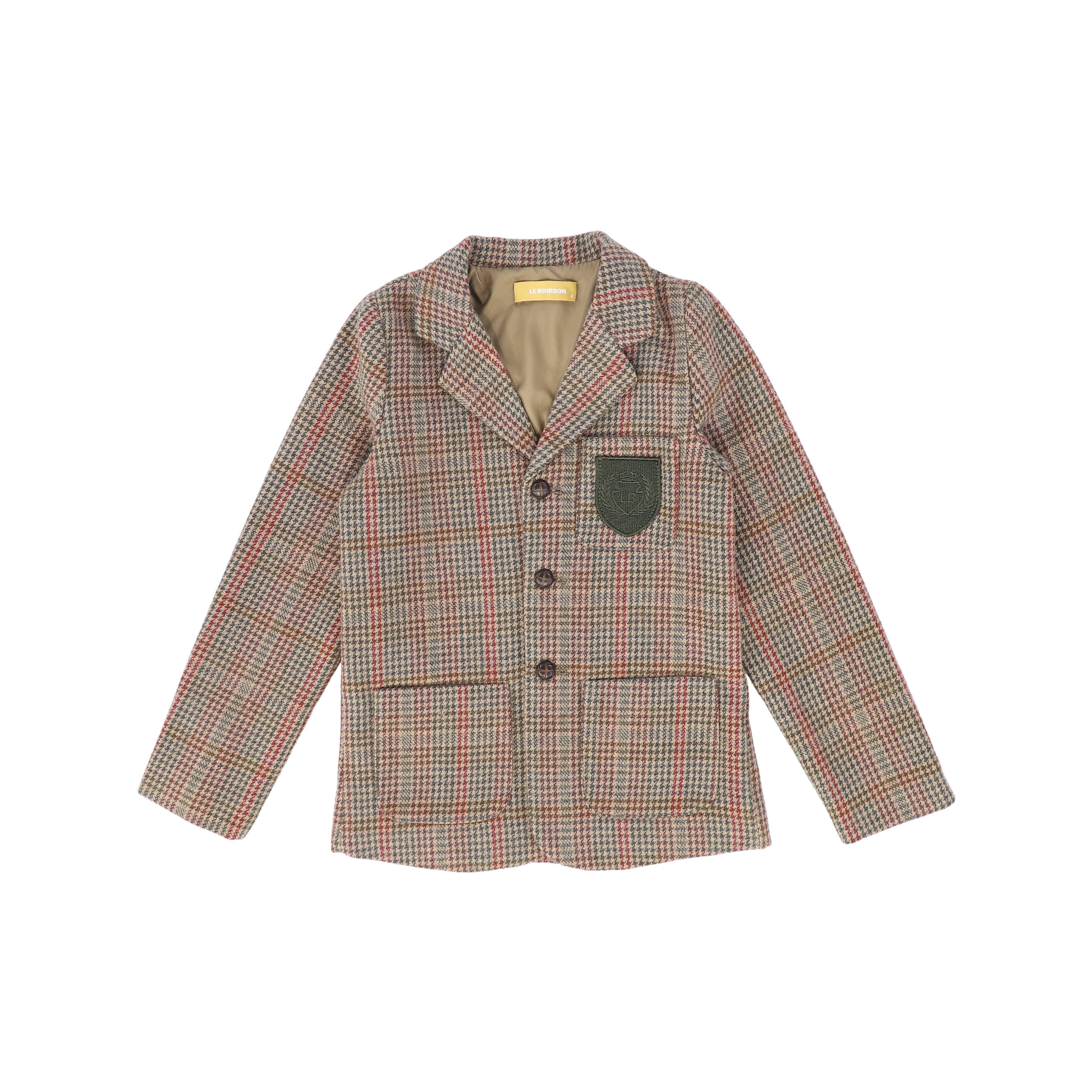 C-28362 Houndstooth Wool Blazer - Olive – whoopikids