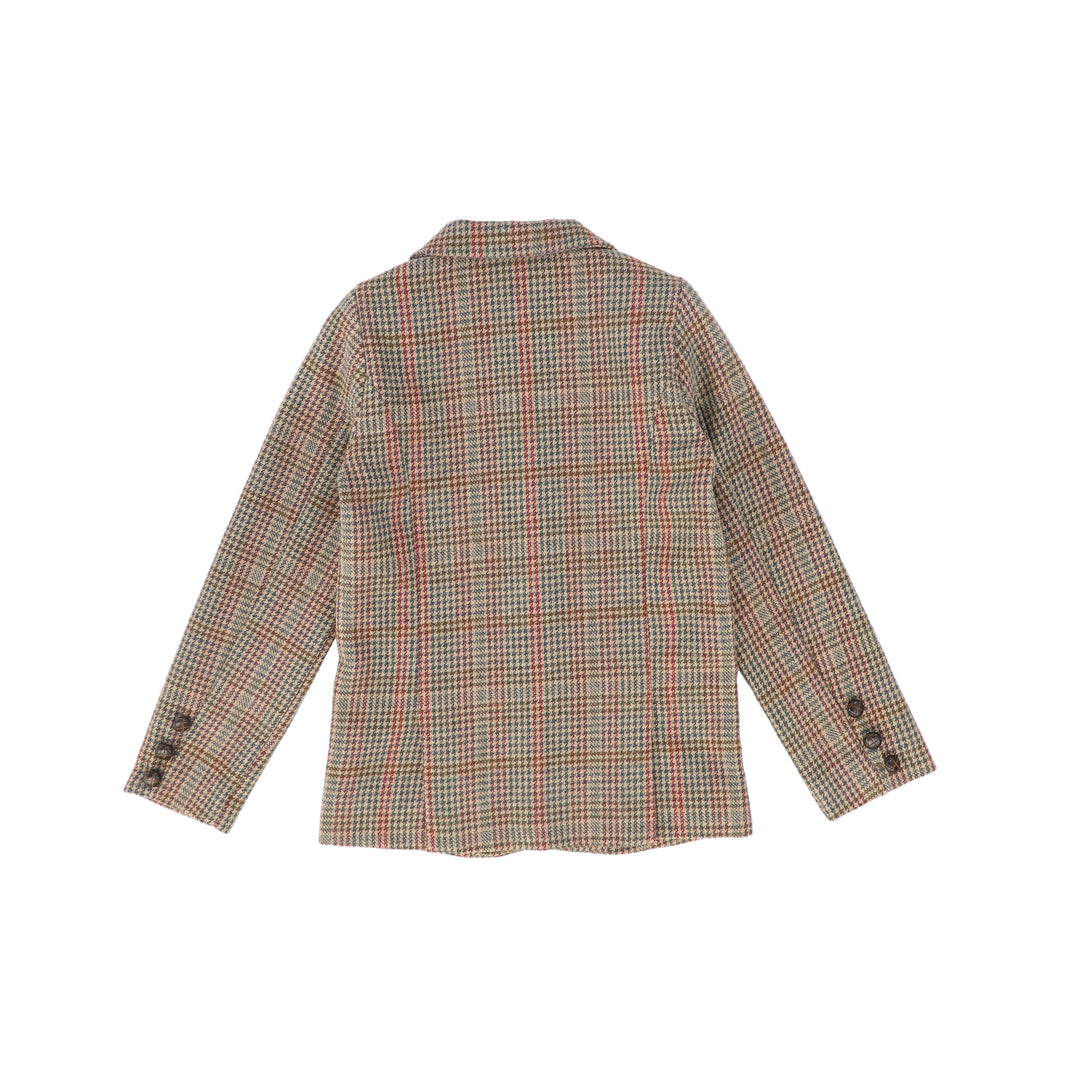 C-28362 Houndstooth Wool Blazer - Olive