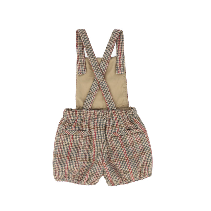 C-28363 Houndstooth Wool Overalls - Olive