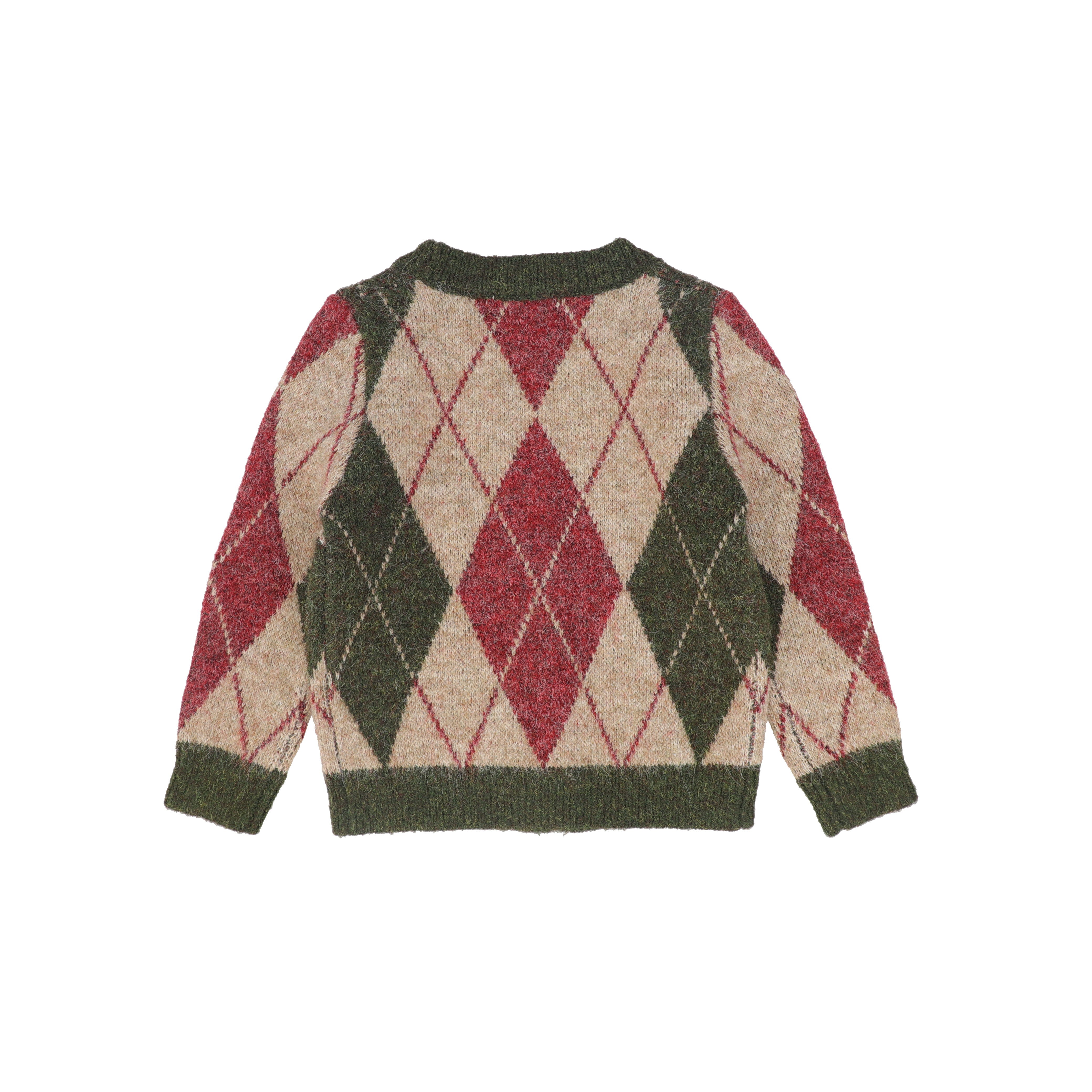 C-28364 Argyle Knit Trim Cardigan - Olive – whoopikids
