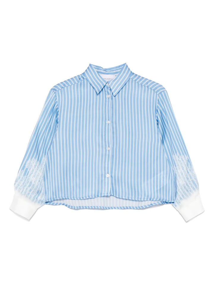 SFCA027-STRIPE BLOUSE SATIN-White/Blue