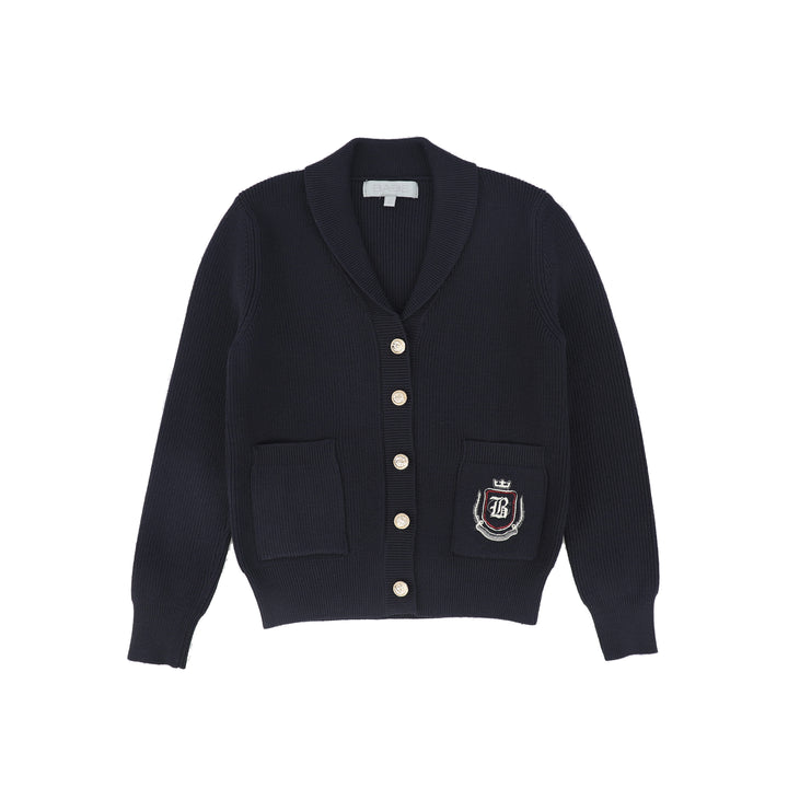 C-28696 Button Down Collar Cardigan - Navy