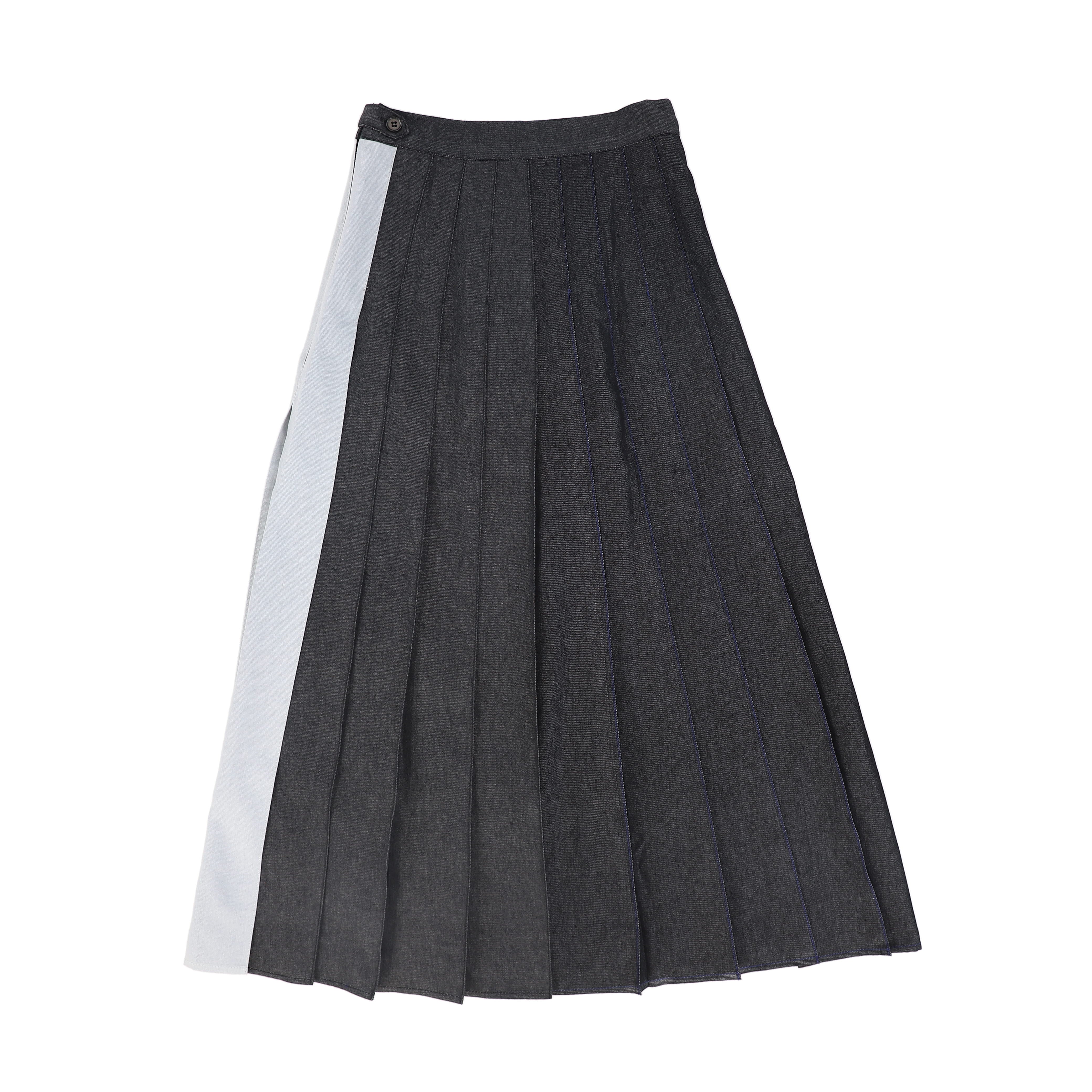 C-28779 Mix Denim Pleated Skirt Black Denim – whoopikids